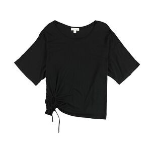 Treasure & Bond Womens Keyhole Basic T-Shirt, black, Plus Size, 1X